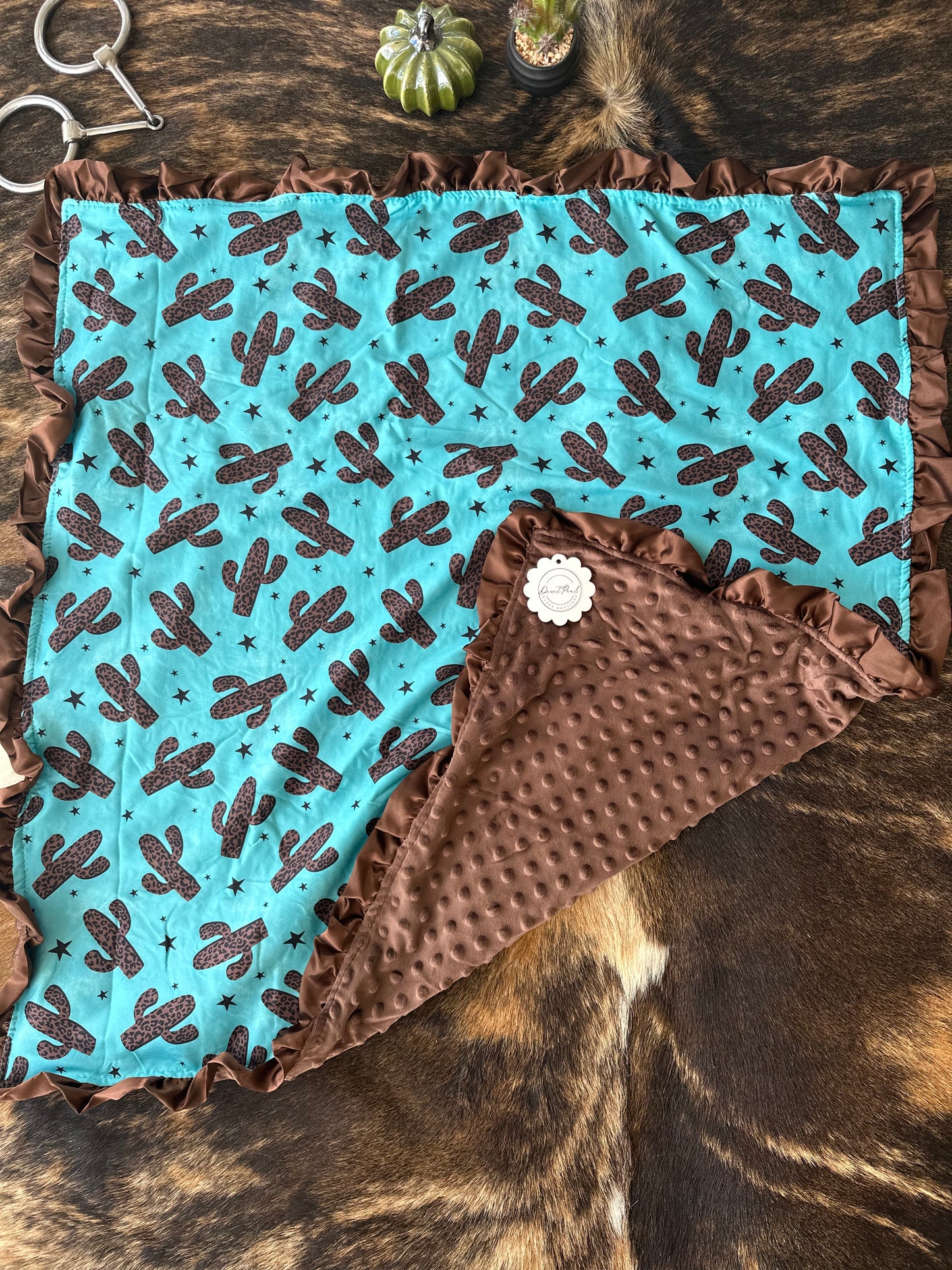 Cheetah Cactus Minky Blanket